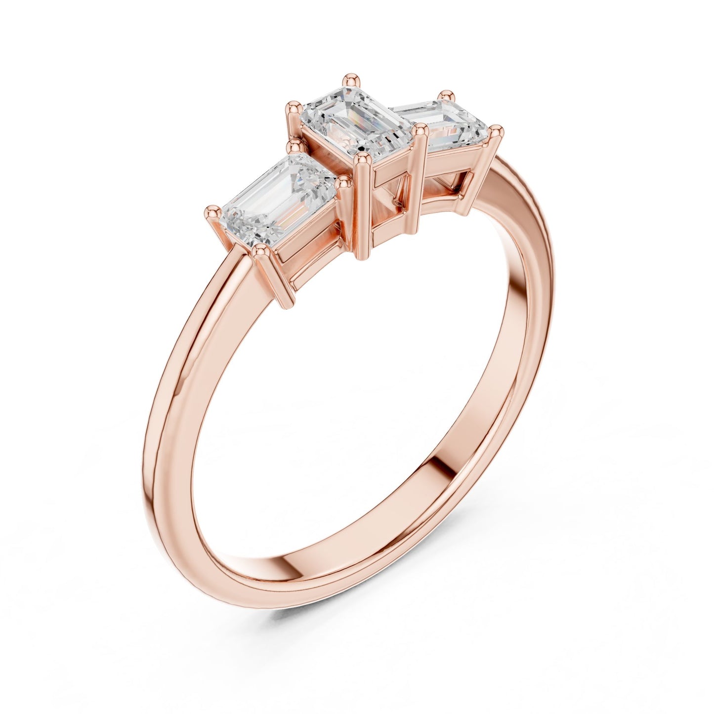 Emerald Lab Grown Diamond Three-Stone Engagement Ring