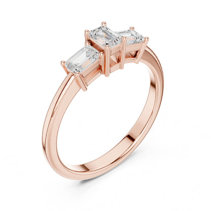 Emerald Lab Grown Diamond Three-Stone Engagement Ring