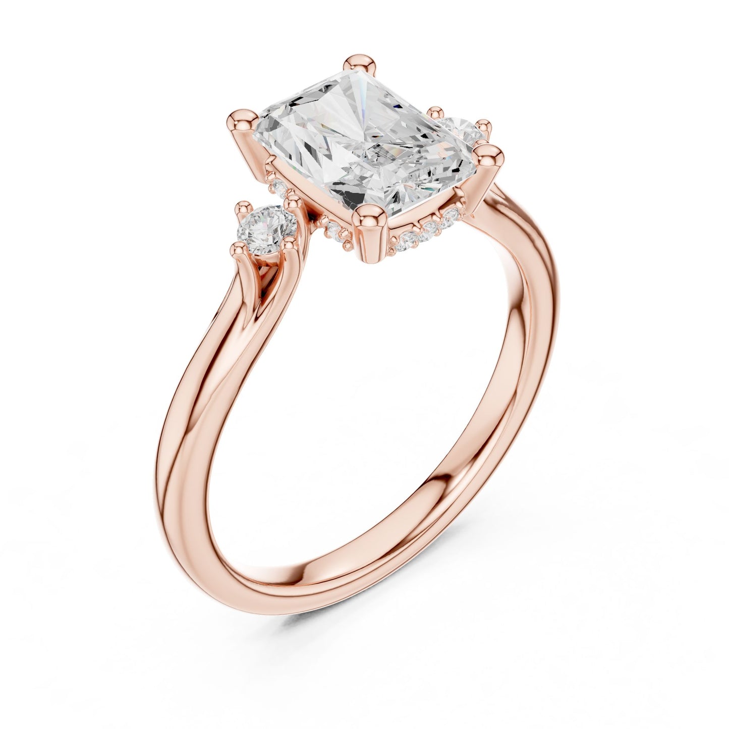 Emerald Lab Grown Diamond Three-Stone Engagement Ring
