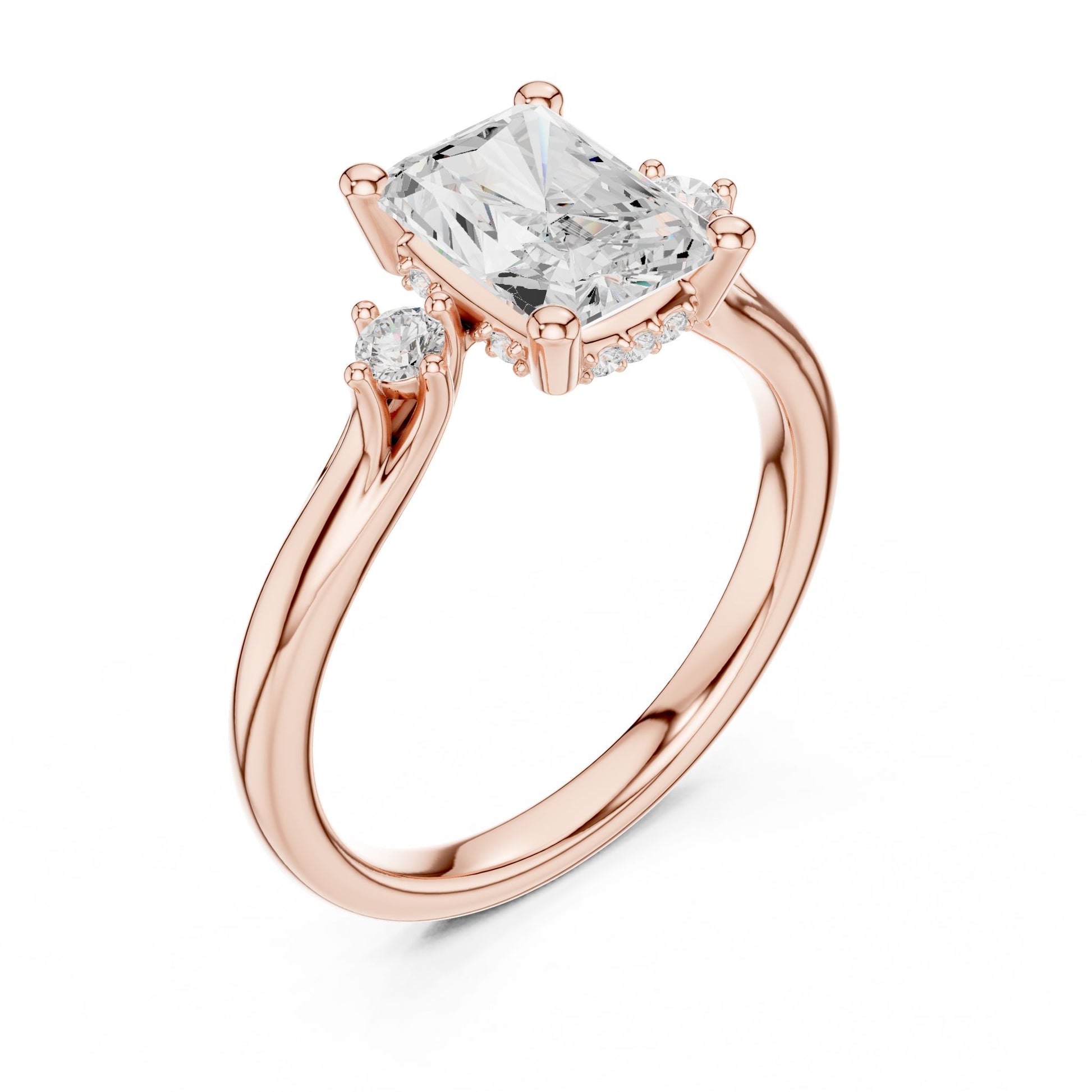 Emerald Lab Grown Diamond Three-Stone Engagement Ring