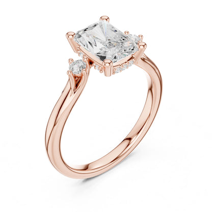Emerald Lab Grown Diamond Three-Stone Engagement Ring