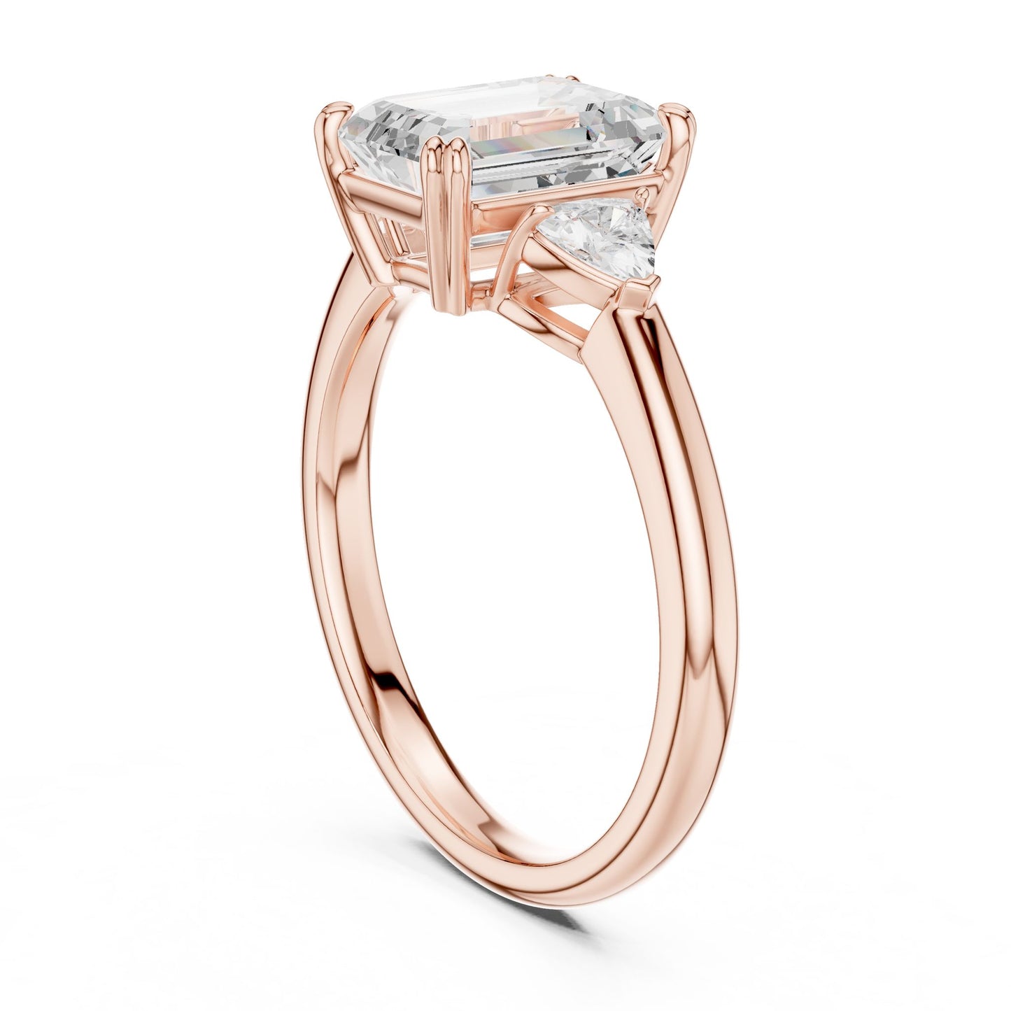 Emerald Lab Grown Diamond Three-Stone Engagement Ring