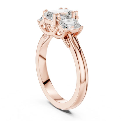Emerald Lab Grown Diamond Three-Stone Engagement Ring