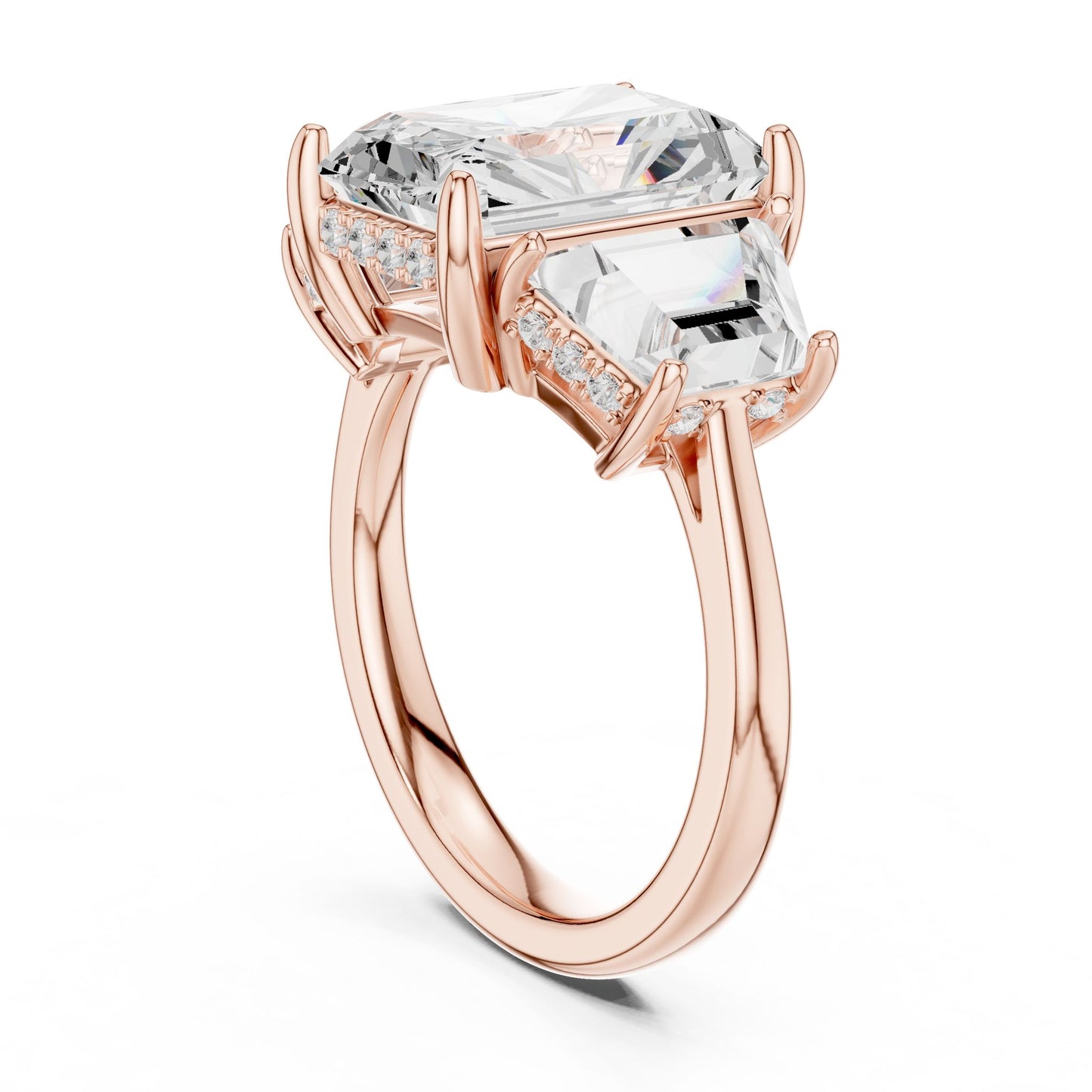 Emerald Lab Grown Diamond Three-Stone Engagement Ring