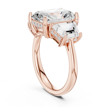 Emerald Lab Grown Diamond Three-Stone Engagement Ring