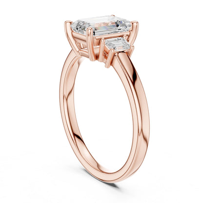 Emerald Lab Grown Diamond Three-Stone Engagement Ring