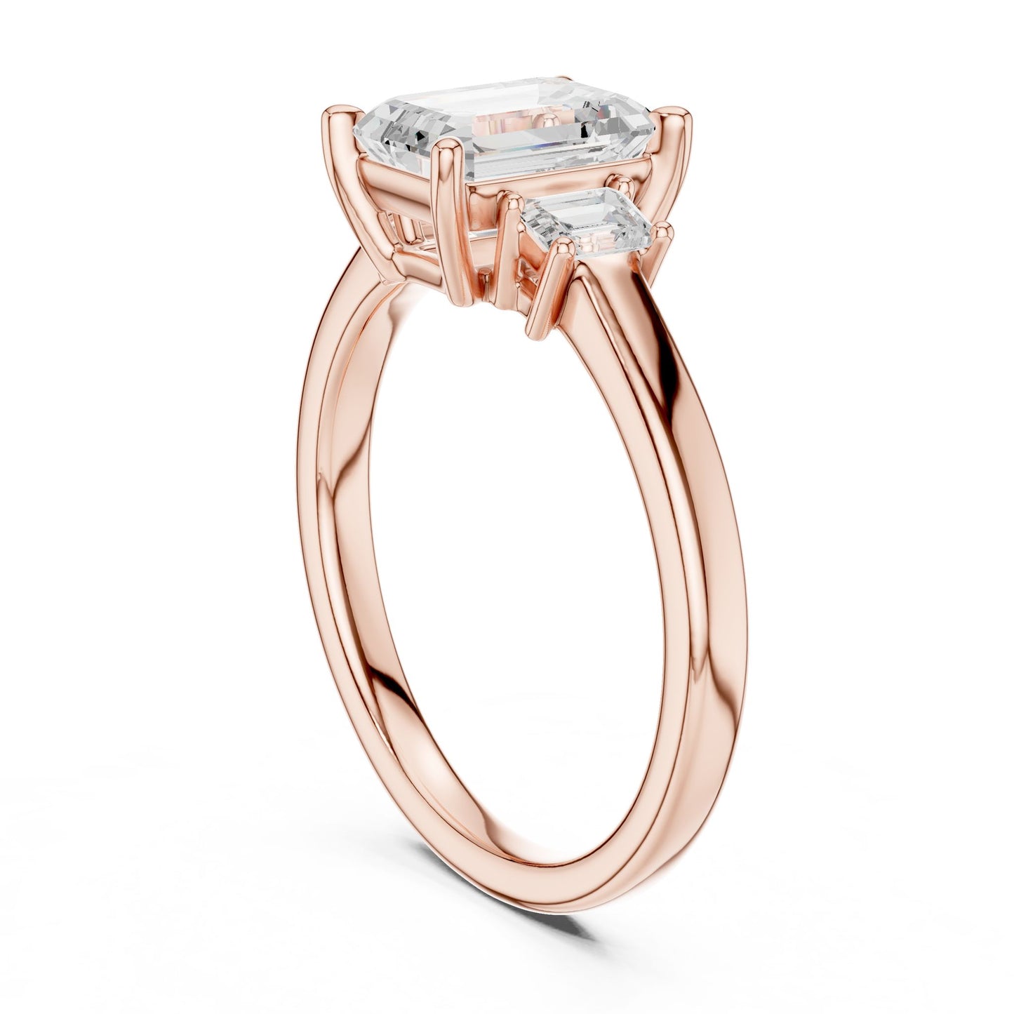 Emerald Lab Grown Diamond Three-Stone Engagement Ring
