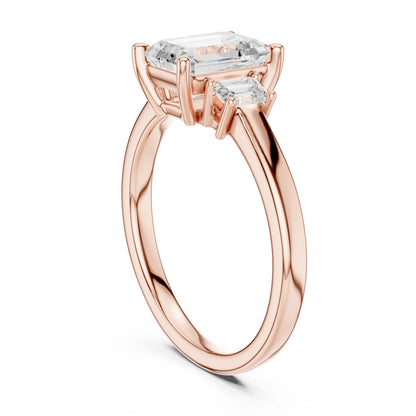 Emerald Lab Grown Diamond Three-Stone Engagement Ring