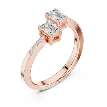 Emerald Lab Grown Diamond Three-Stone Engagement Ring