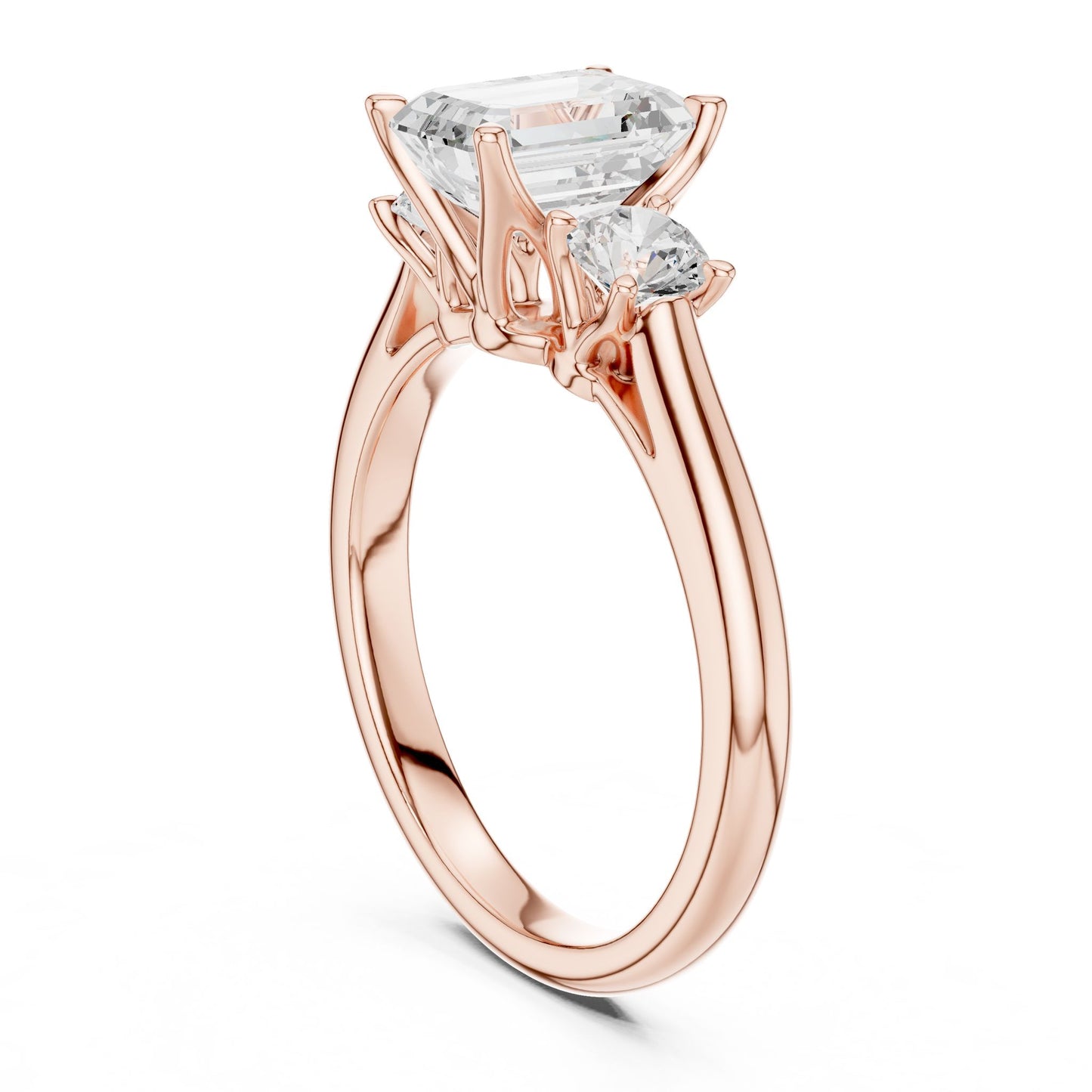 Emerald Lab Grown Diamond Three-Stone Engagement Ring