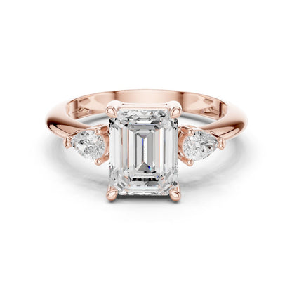 Emerald Lab Grown Diamond Three-Stone Engagement Ring