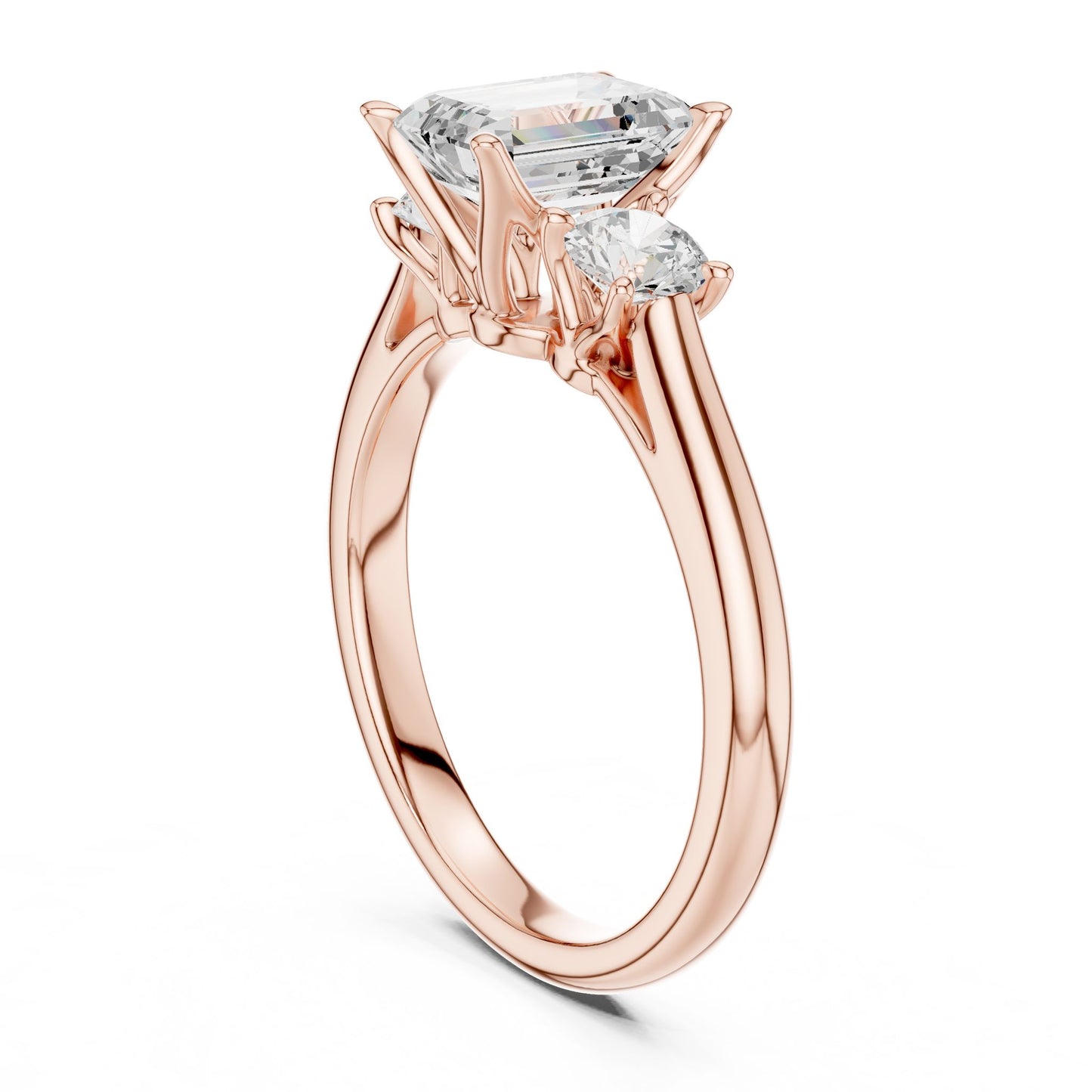 Emerald Lab Grown Diamond Three-Stone Engagement Ring