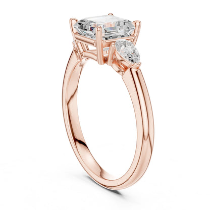 Emerald Lab Grown Diamond Three-Stone Engagement Ring