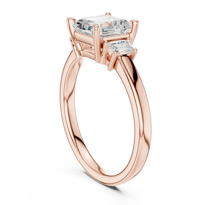 Emerald Lab Grown Diamond Three-Stone Engagement Ring
