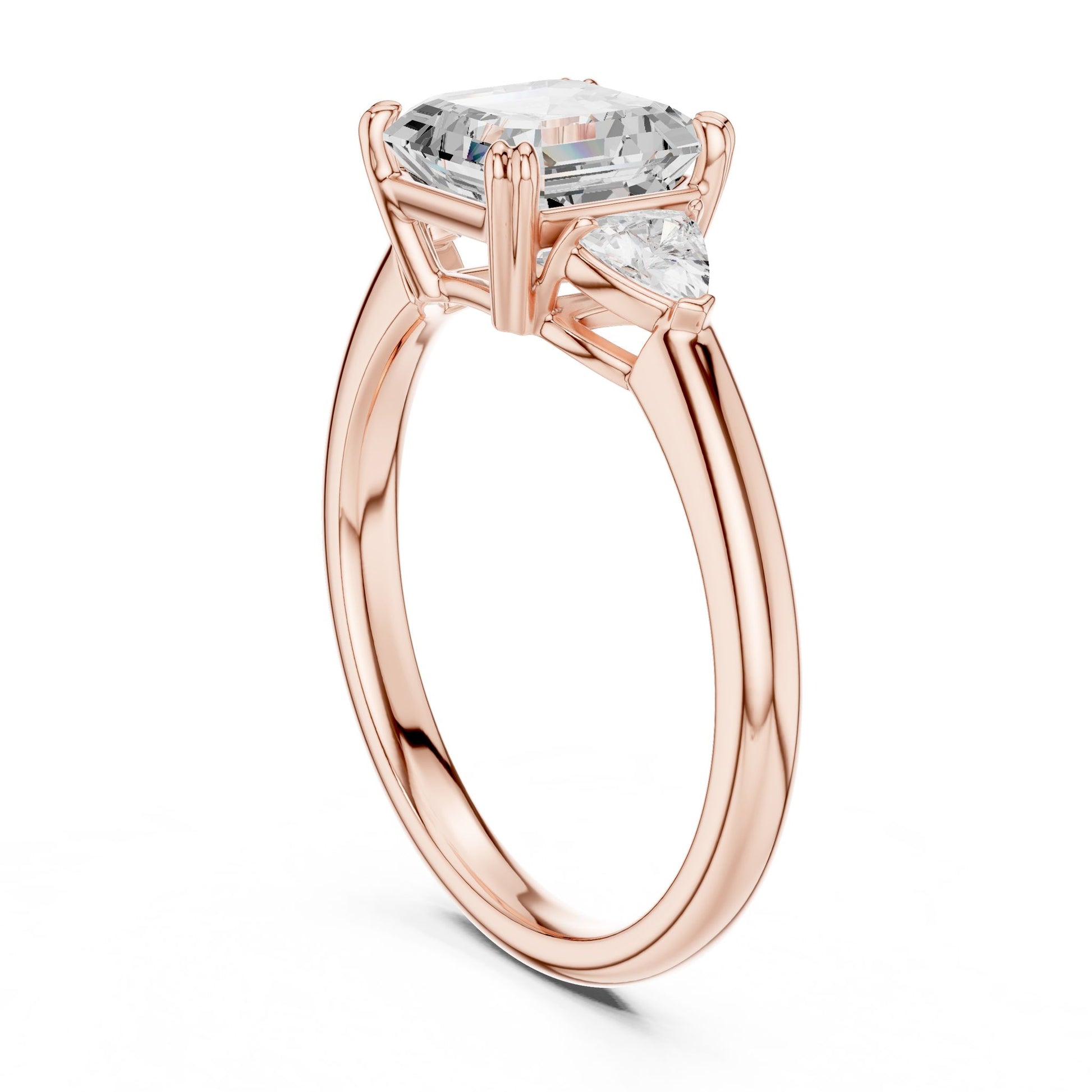 Emerald Lab Grown Diamond Three-Stone Engagement Ring