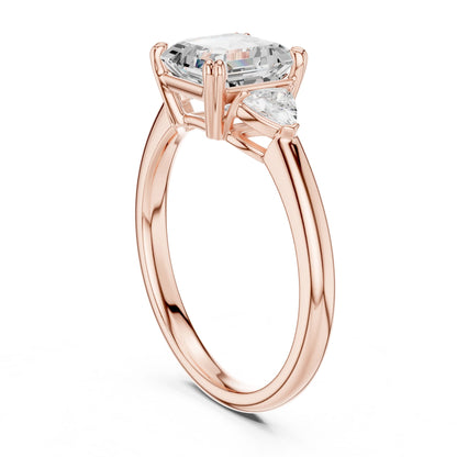 Emerald Lab Grown Diamond Three-Stone Engagement Ring