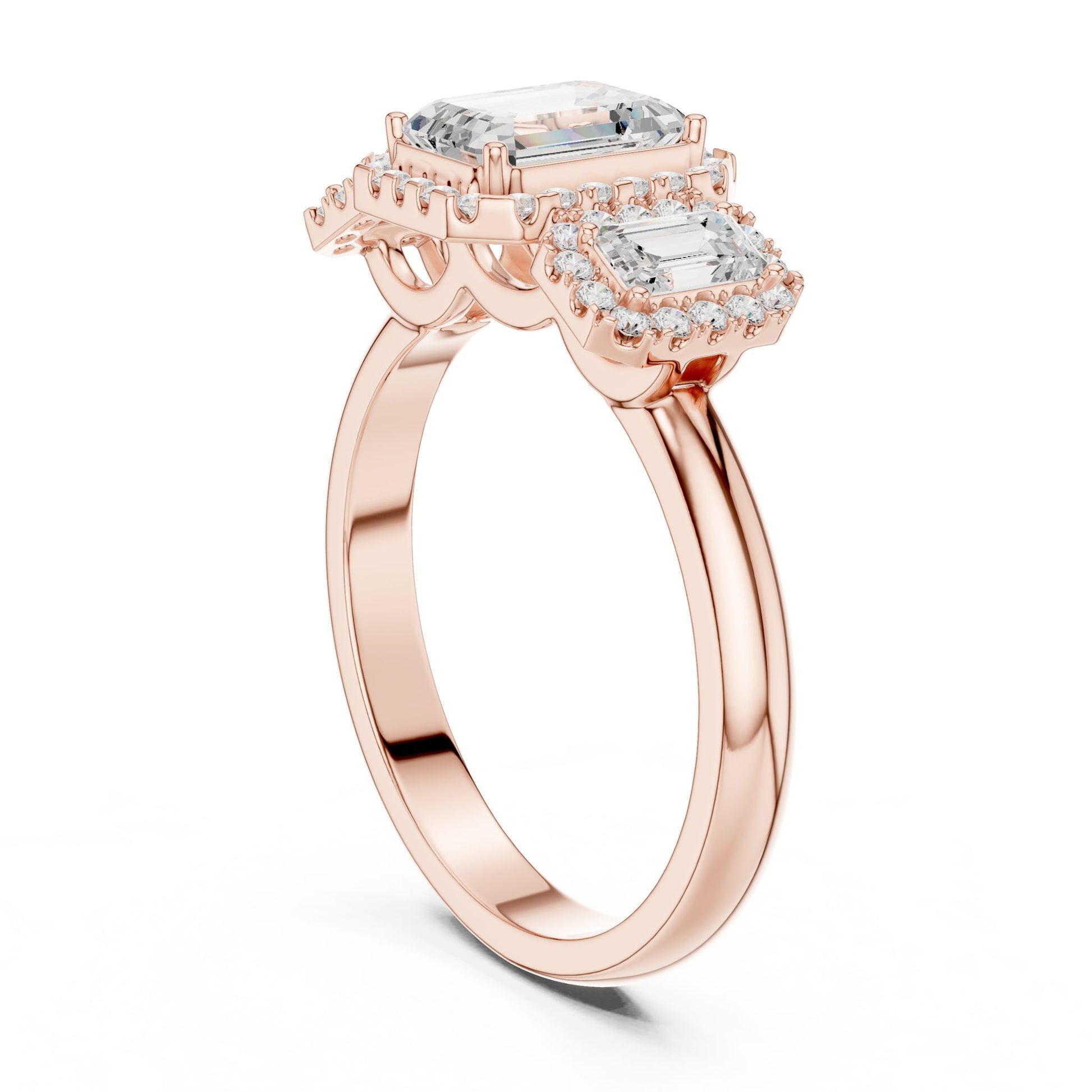 Emerald Lab Grown Diamond Three-Stone Engagement Ring