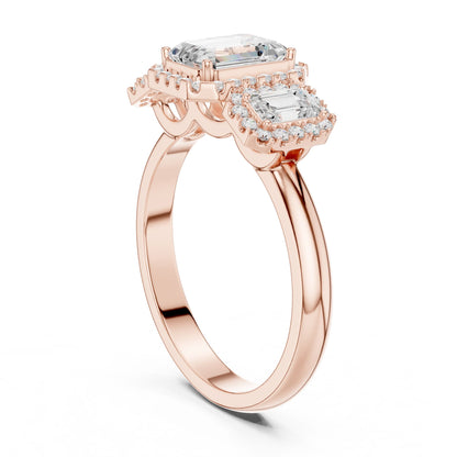 Emerald Lab Grown Diamond Three-Stone Engagement Ring