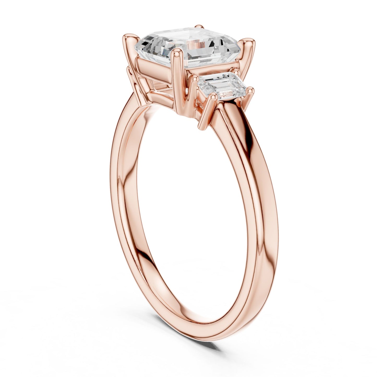 Emerald Lab Grown Diamond Three-Stone Engagement Ring