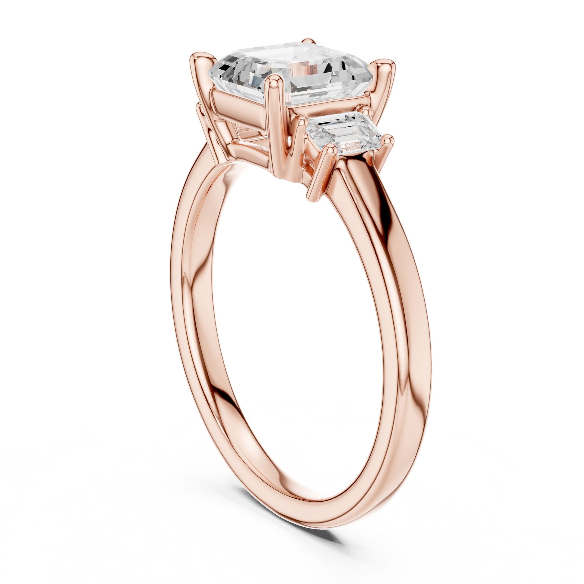Emerald Lab Grown Diamond Three-Stone Engagement Ring