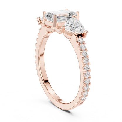 Emerald Lab Grown Diamond Three-Stone Engagement Ring