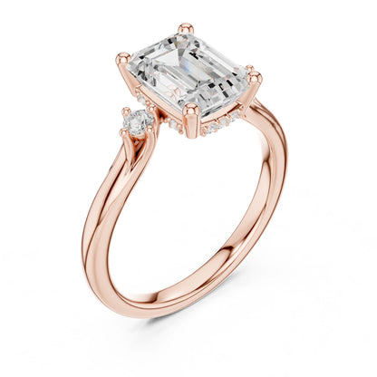 Emerald Lab Grown Diamond Three-Stone Engagement Ring