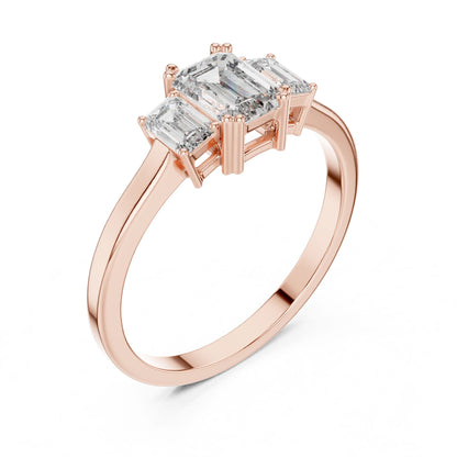 Emerald Lab Grown Diamond Three-Stone Engagement Ring