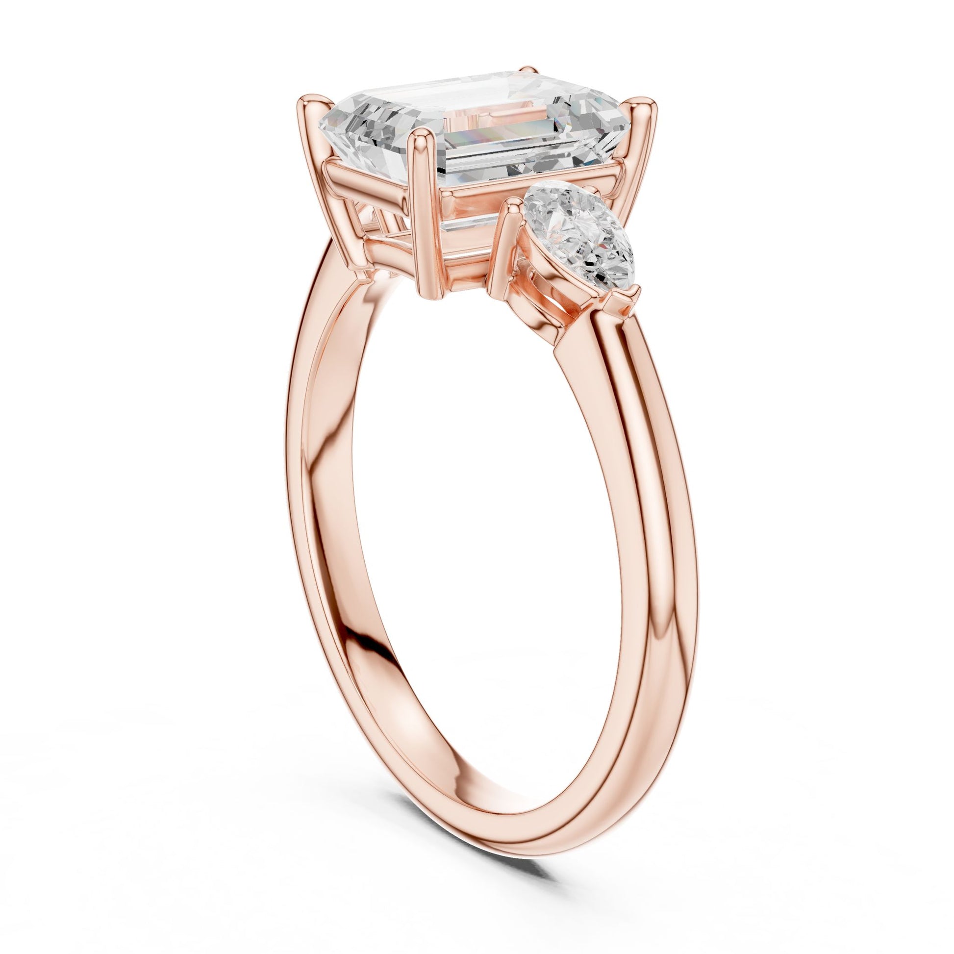 Emerald Lab Grown Diamond Three-Stone Engagement Ring