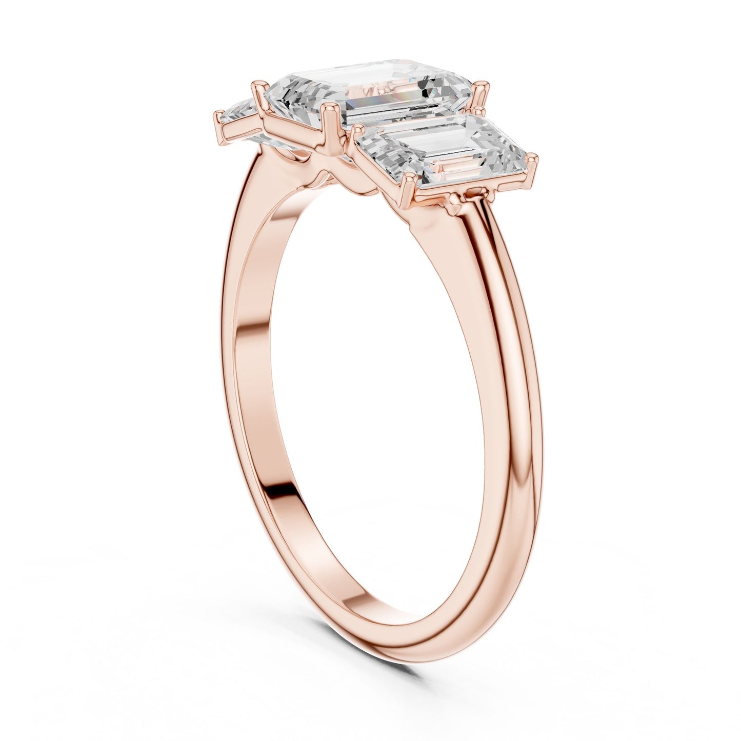 Emerald Lab Grown Diamond Three-Stone Engagement Ring