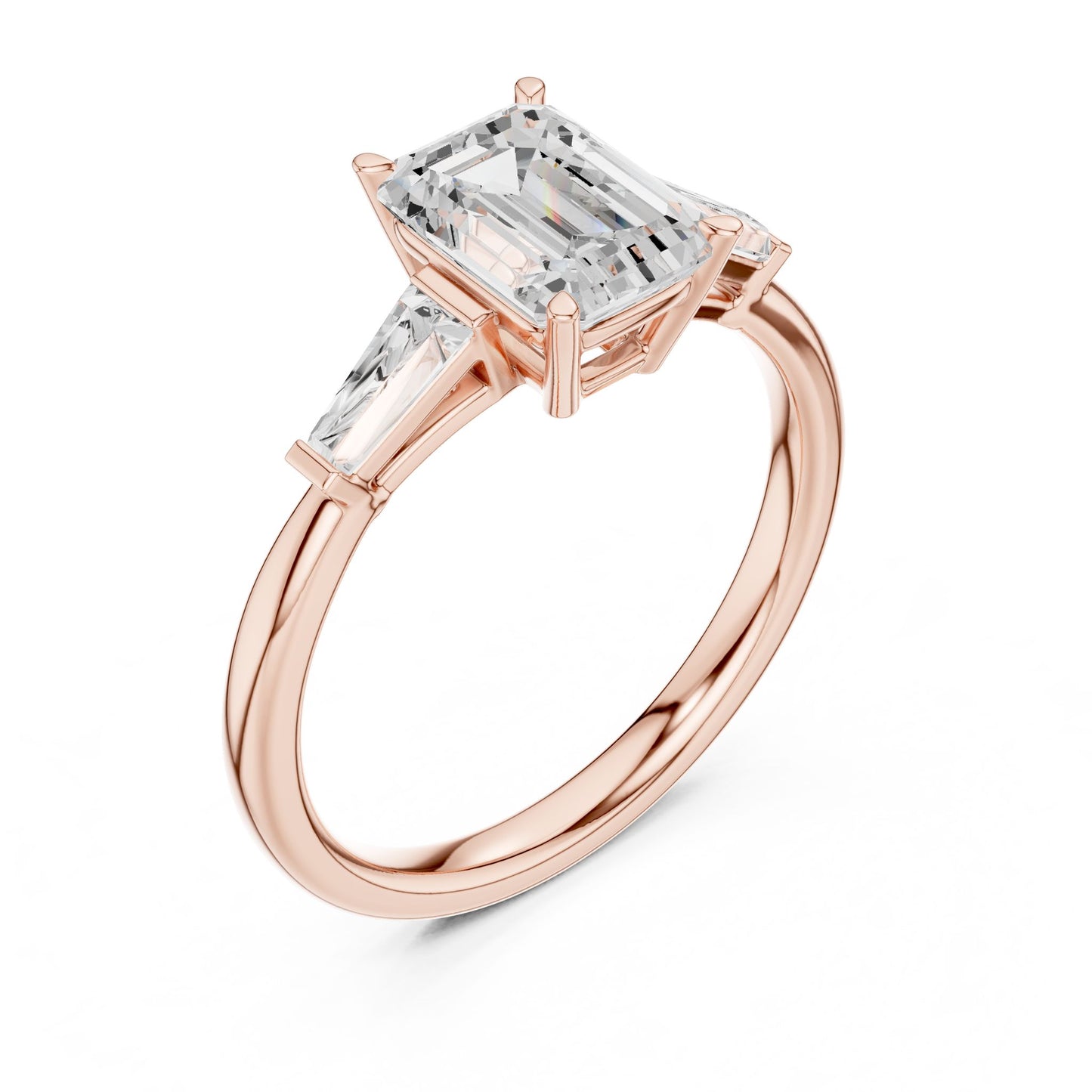 Emerald Lab Grown Diamond Three-Stone Engagement Ring