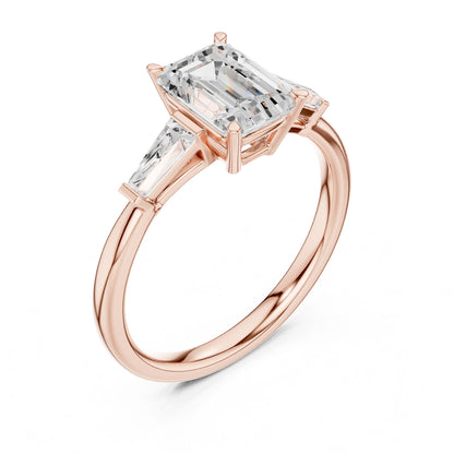 Emerald Lab Grown Diamond Three-Stone Engagement Ring
