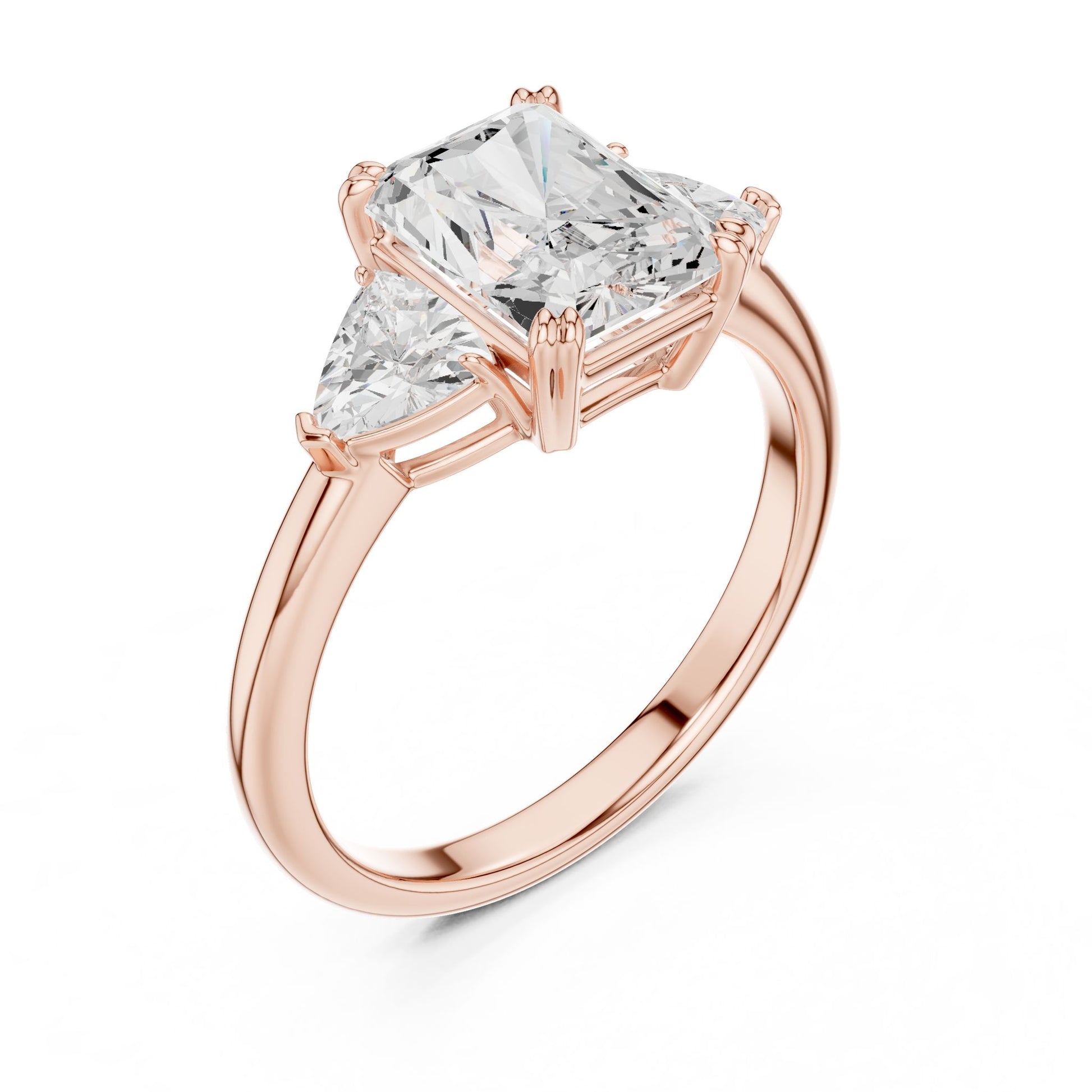 Emerald Lab Grown Diamond Three-Stone Engagement Ring