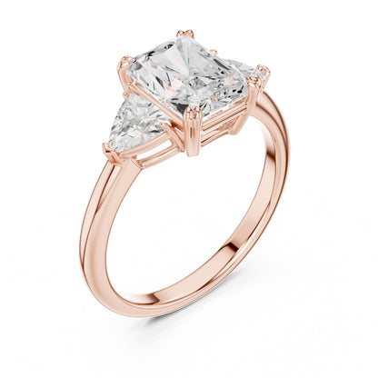 Emerald Lab Grown Diamond Three-Stone Engagement Ring