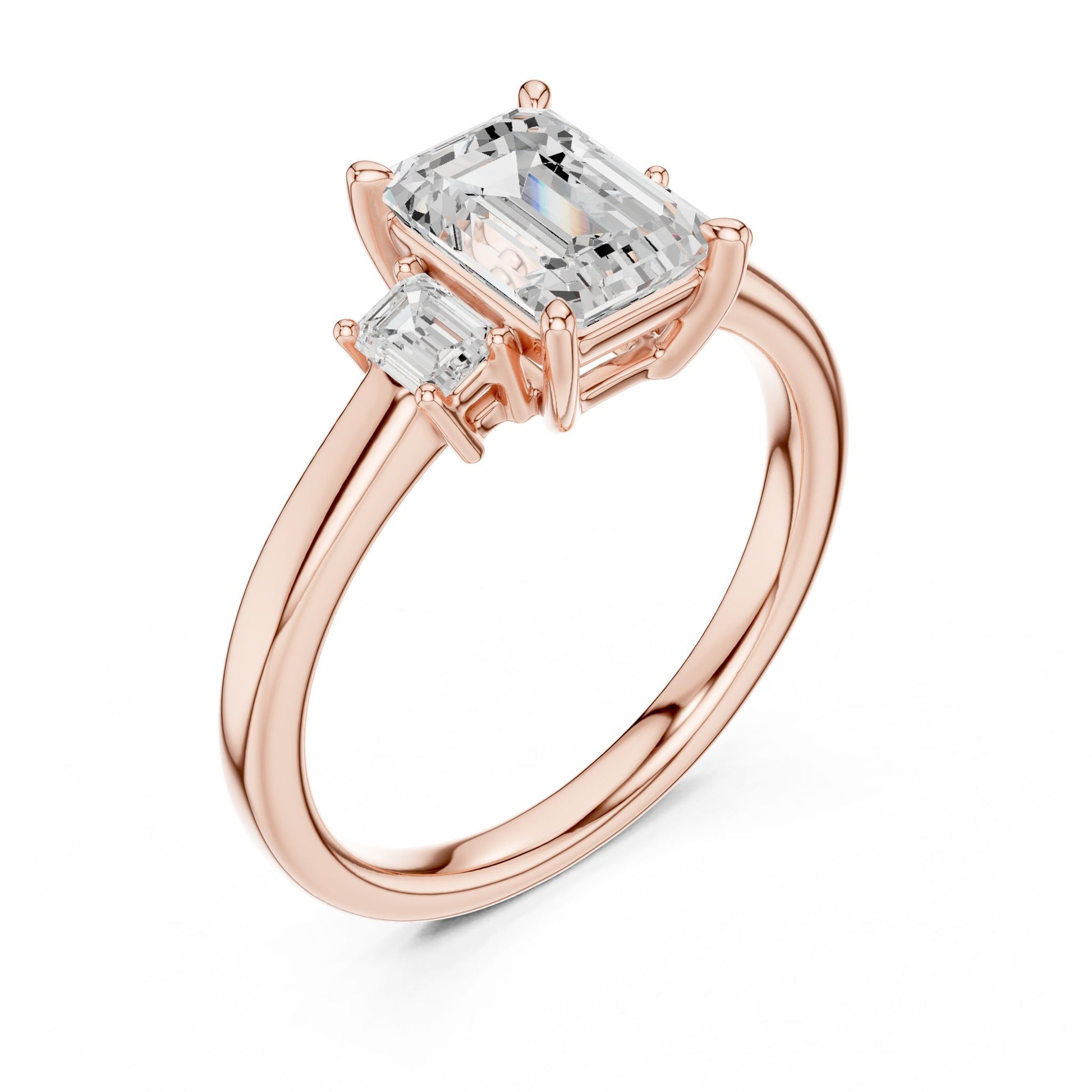 Emerald Lab Grown Diamond Three-Stone Engagement Ring