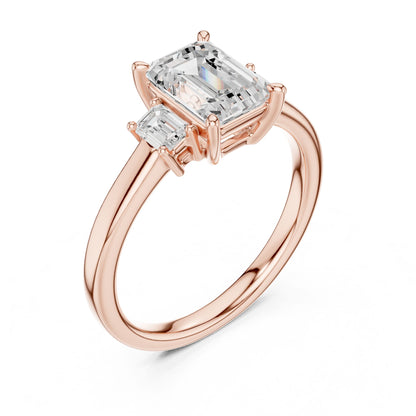 Emerald Lab Grown Diamond Three-Stone Engagement Ring