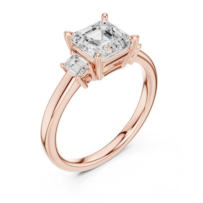 Emerald Lab Grown Diamond Three-Stone Engagement Ring