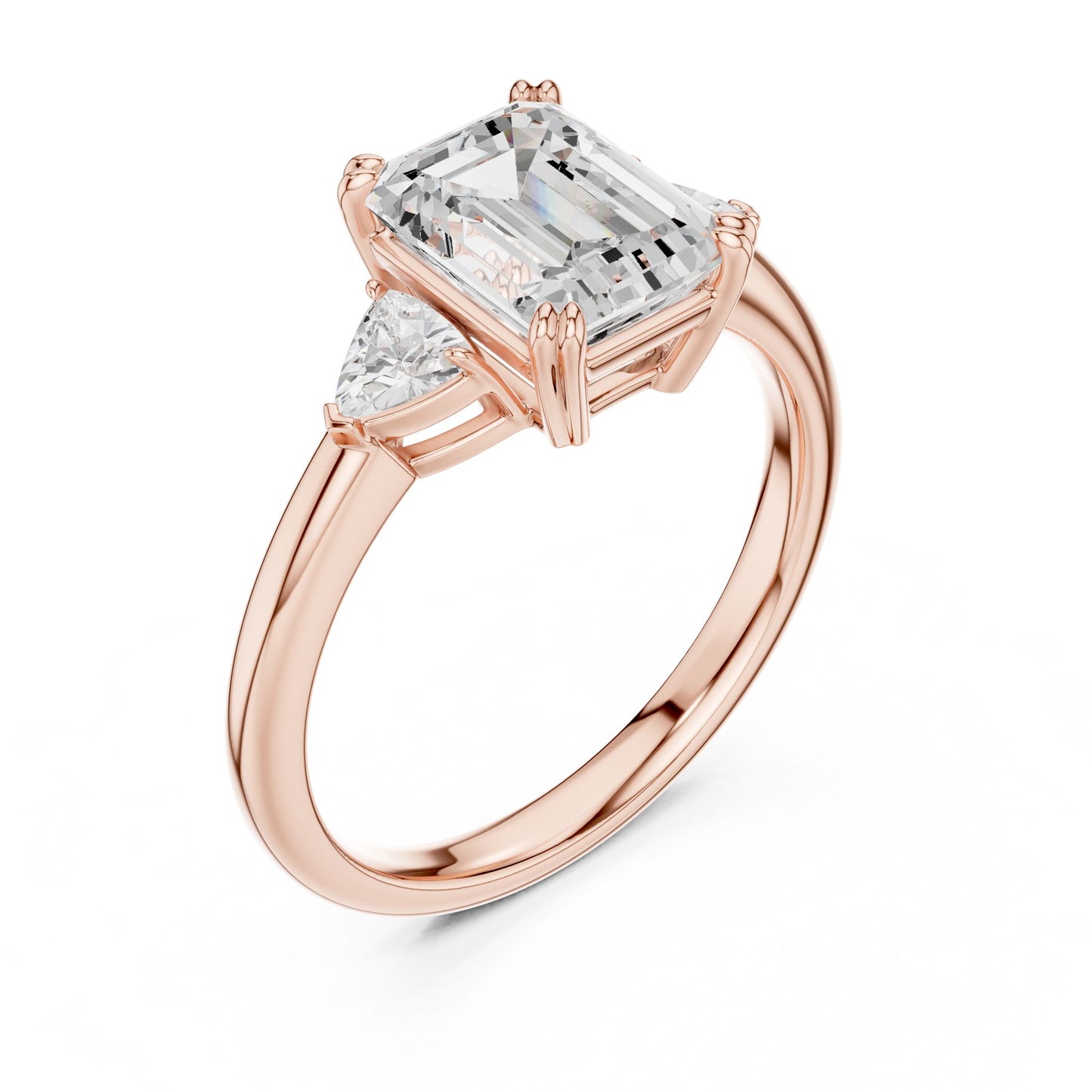 Emerald Lab Grown Diamond Three-Stone Engagement Ring