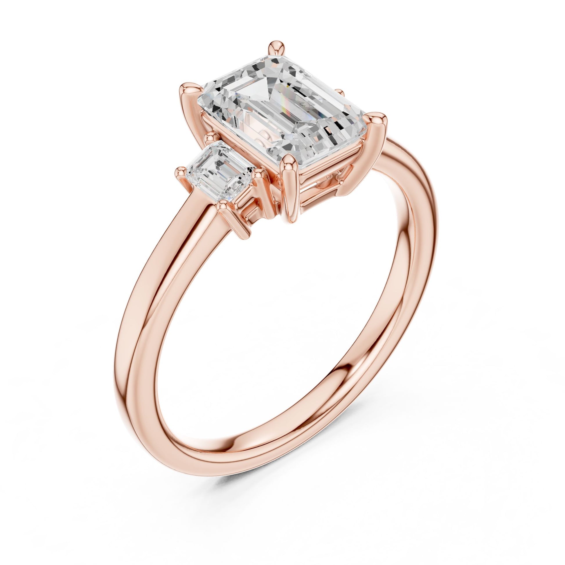 Emerald Lab Grown Diamond Three-Stone Engagement Ring