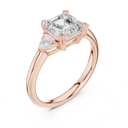 Emerald Lab Grown Diamond Three-Stone Engagement Ring