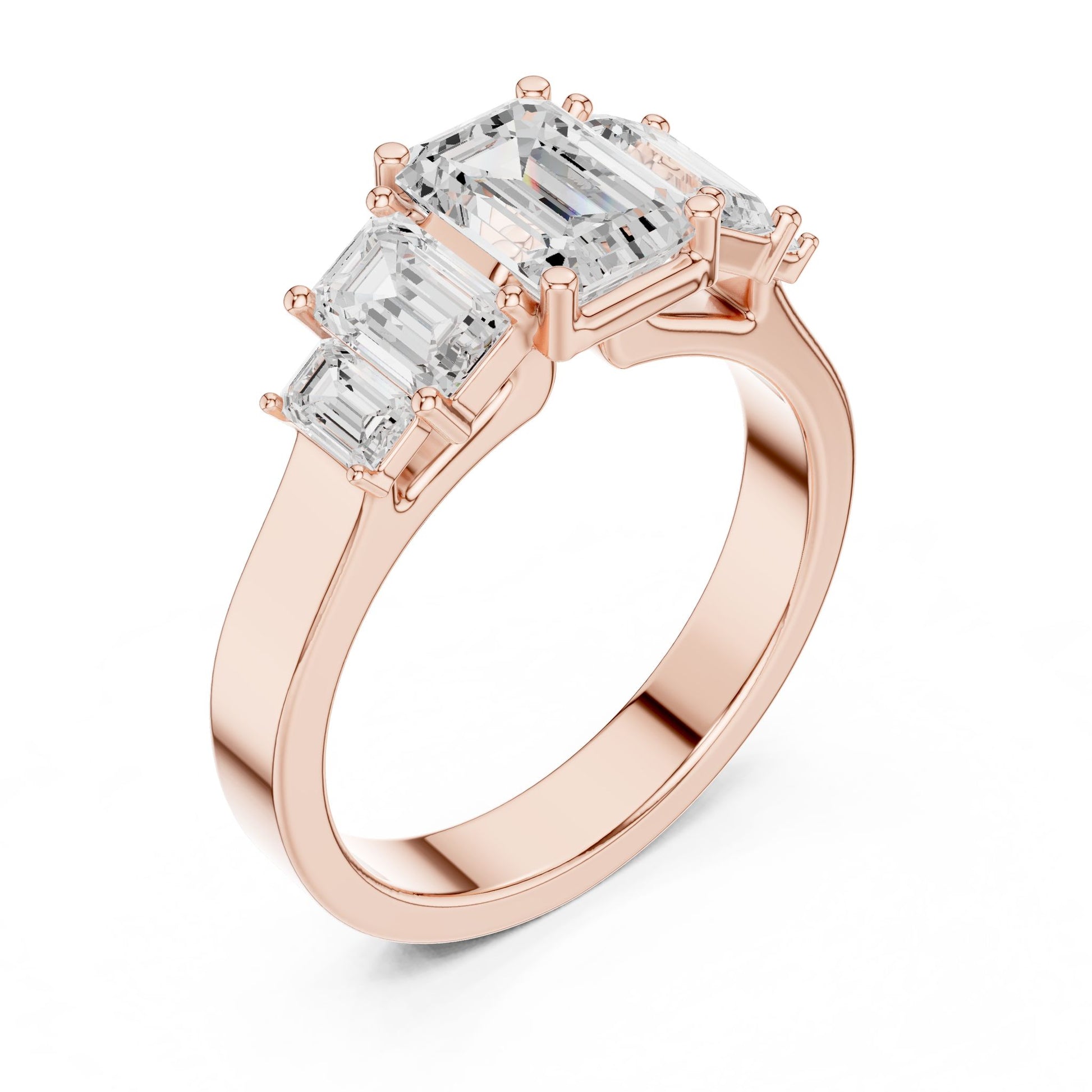 Emerald Lab Grown Diamond Three-Stone Engagement Ring