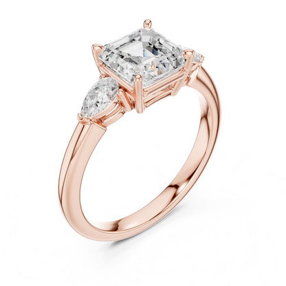 Emerald Lab Grown Diamond Three-Stone Engagement Ring