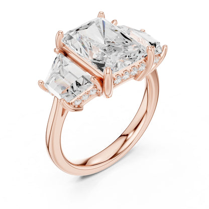 Emerald Lab Grown Diamond Three-Stone Engagement Ring