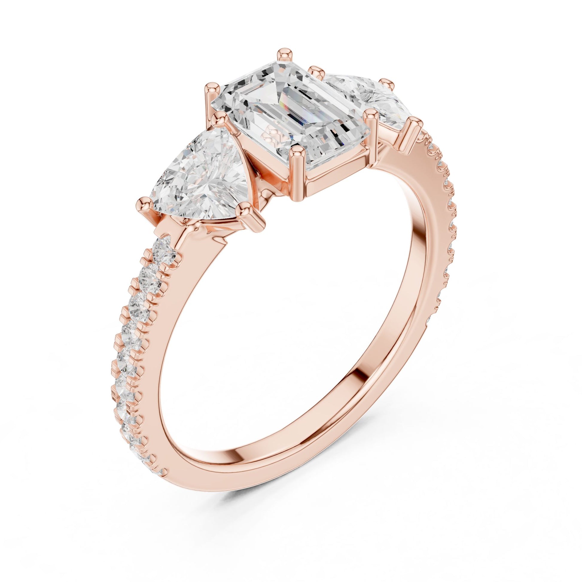 Emerald Lab Grown Diamond Three-Stone Engagement Ring