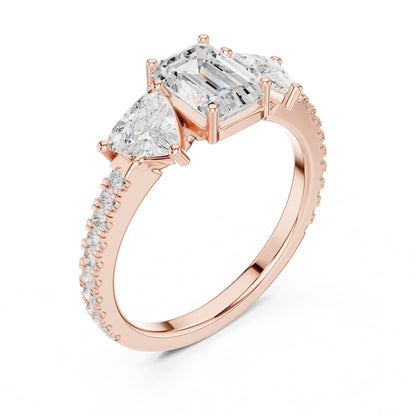 Emerald Lab Grown Diamond Three-Stone Engagement Ring