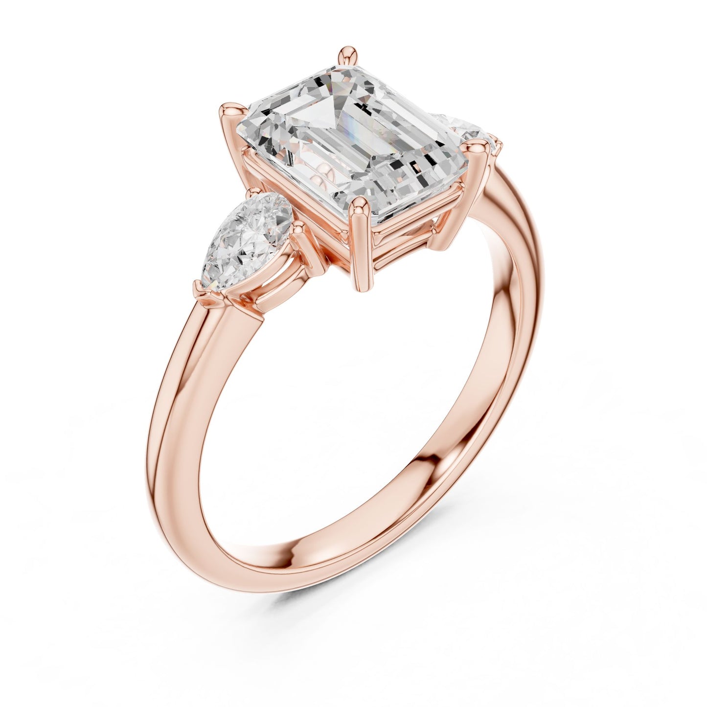 Emerald Lab Grown Diamond Three-Stone Engagement Ring