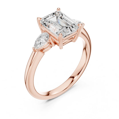 Emerald Lab Grown Diamond Three-Stone Engagement Ring
