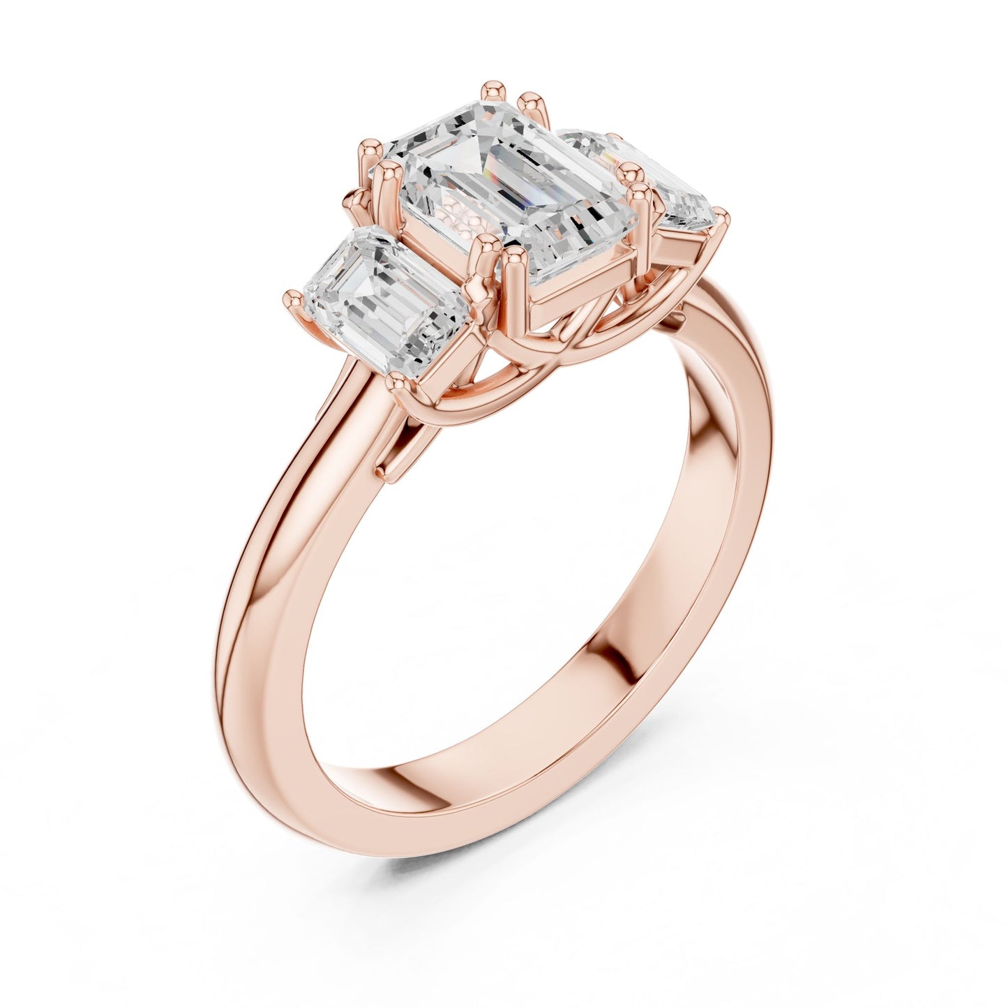 Emerald Lab Grown Diamond Three-Stone Engagement Ring