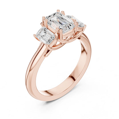 Emerald Lab Grown Diamond Three-Stone Engagement Ring
