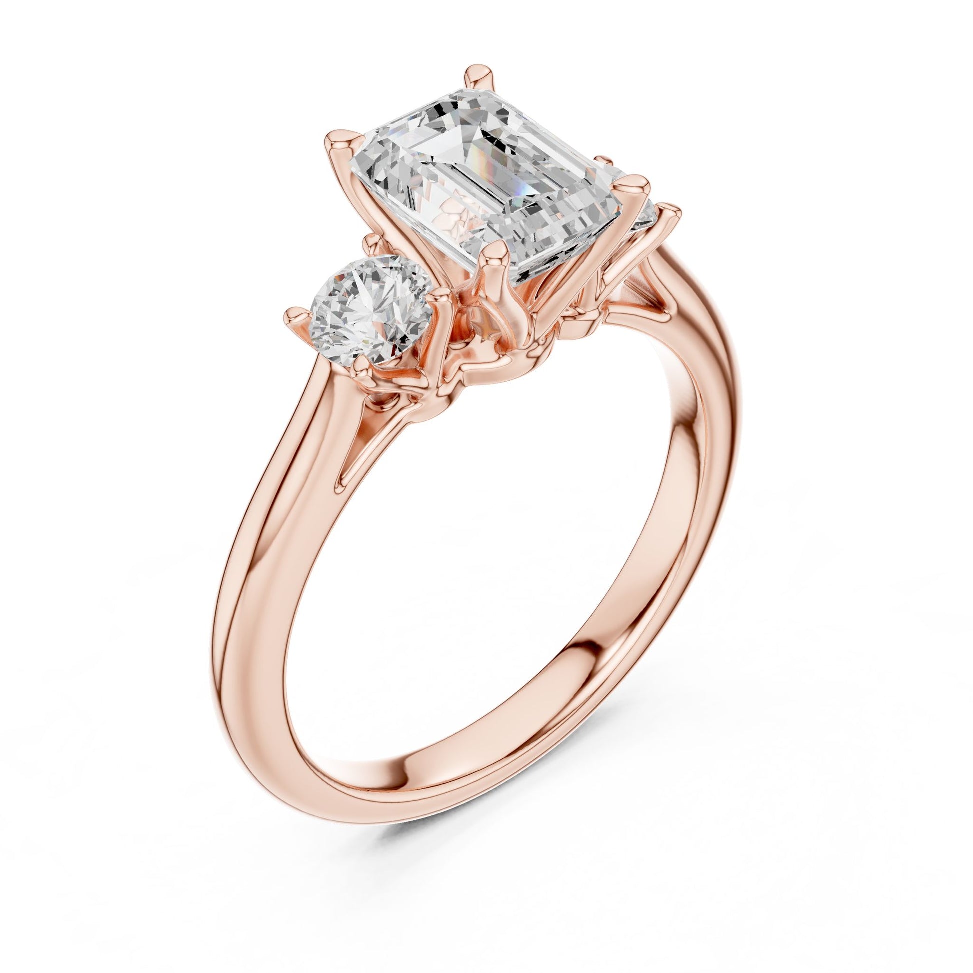 Emerald Lab Grown Diamond Three-Stone Engagement Ring