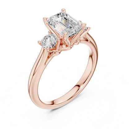 Emerald Lab Grown Diamond Three-Stone Engagement Ring